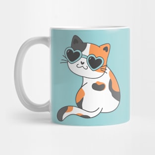 cute funny kitty cat calico wearing heart sunglasses Mug